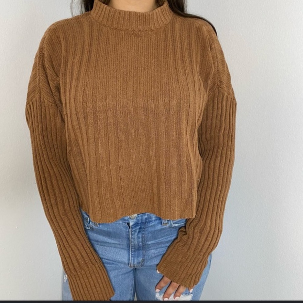 American Eagle Outfitters Burnt Orange Ribbed Turtleneck Sweater